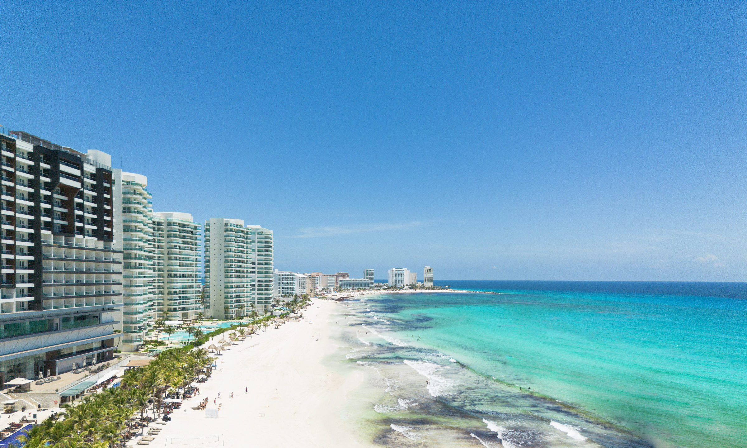 Cancun Hotel Zone Beach aerial view