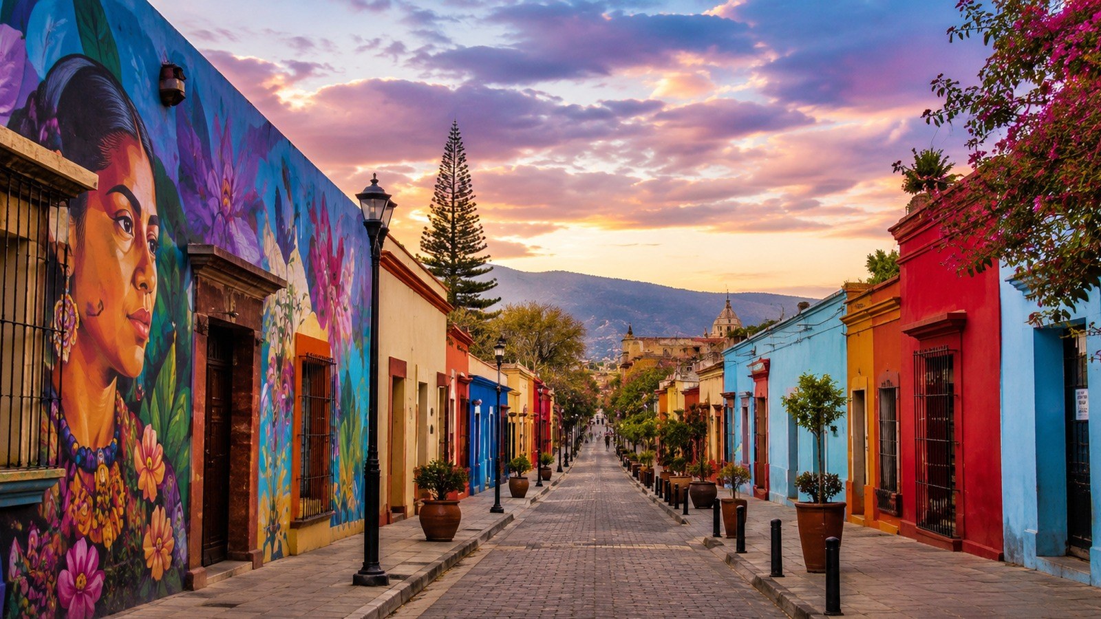 Colorful Oaxaca neighborhood streets in Jalatlaco and Xochimilco