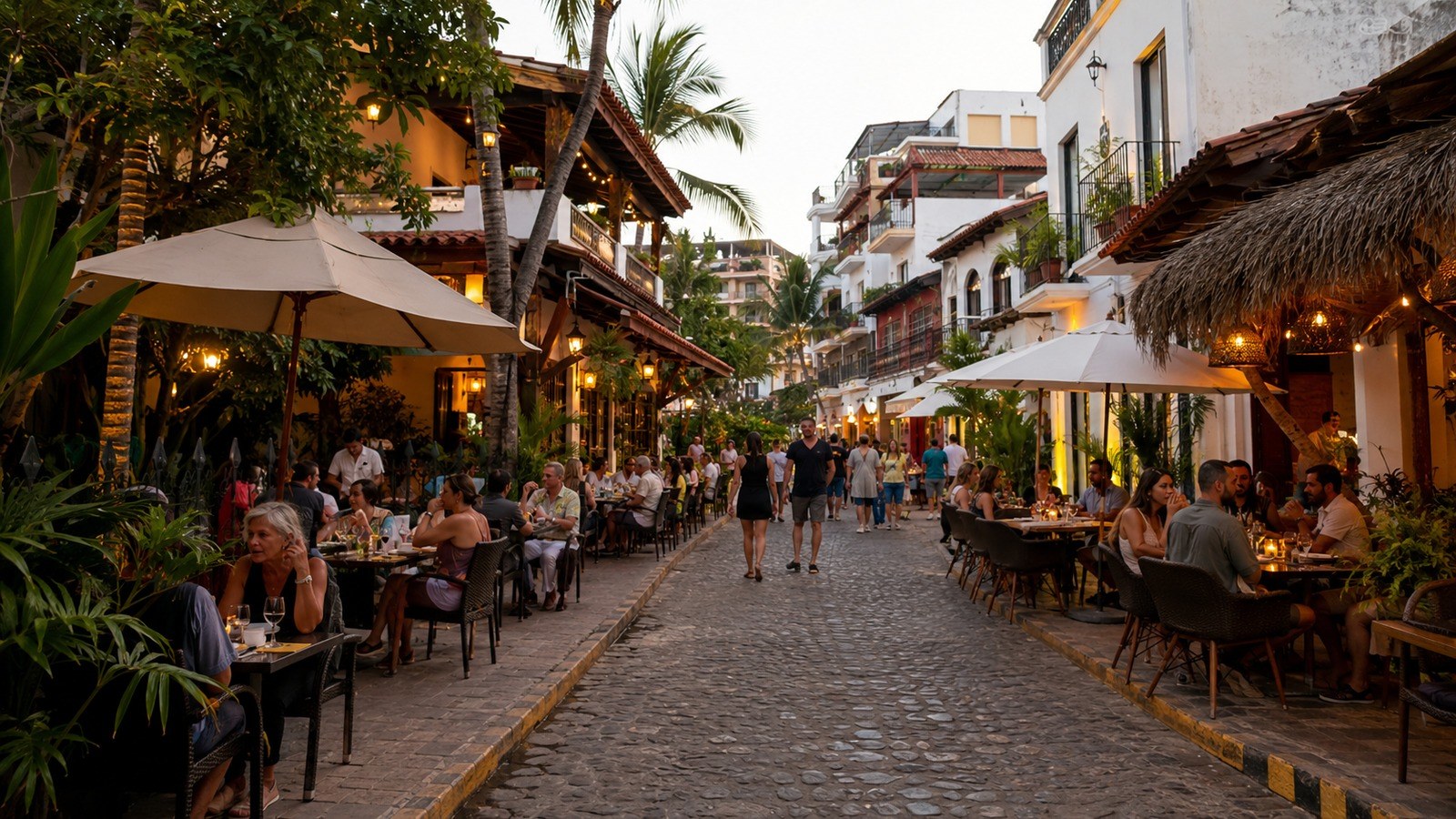 Puerto Vallarta restaurant area street dining scene