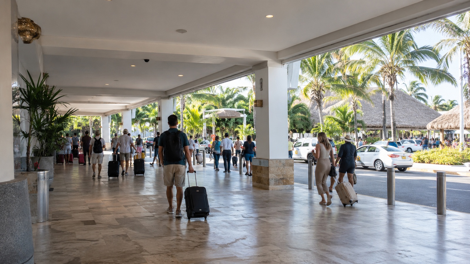 Puerto Vallarta airport arrivals walkway and pickup area
