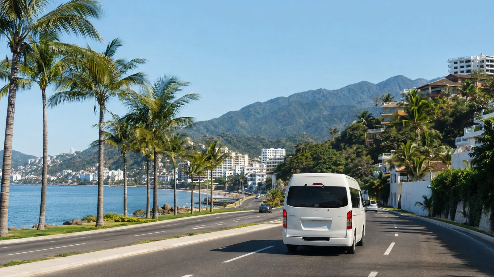 Transfer route from Puerto Vallarta airport toward resort areas