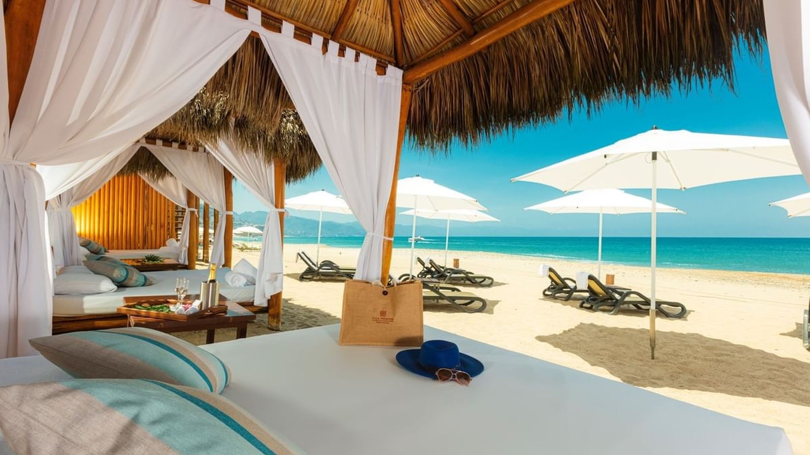 Villa Premiere Boutique Hotel beach cabana and ocean view in Puerto Vallarta